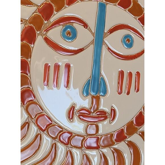 Cerasarda Italy Mario De Biasi 13" Ceramic Tray Autumn Orange Sun Signed MDB86 - Picture 5 of 8